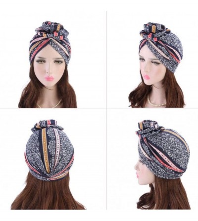 Skullies & Beanies 1Pack/2Packs Women Turban African Pattern Headwrap Beanie Pre-Tied Bonnet Chemo Cap Hair Loss Hat - C618W7...