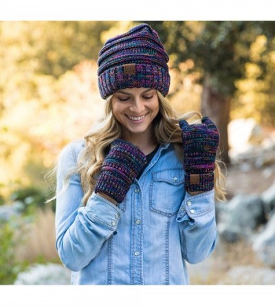 Skullies & Beanies Exclusives Oversized Slouchy Beanie Bundled with Matching Lined Touchscreen Glove - Four Color Mix - 32 - ...