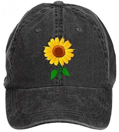 Baseball Caps Women's Cute Sunflower Baseball Cap Vintage Washed Adjustable Funny Hat - Sunflower - Black - C818ZEMQZYH $13.35