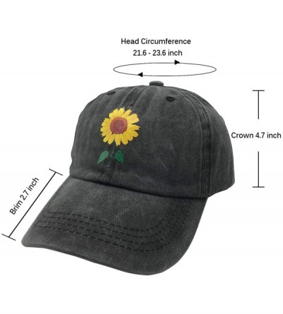 Baseball Caps Women's Cute Sunflower Baseball Cap Vintage Washed Adjustable Funny Hat - Sunflower - Black - C818ZEMQZYH $13.35