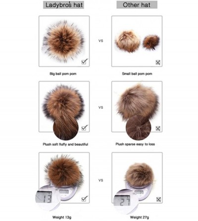 Skullies & Beanies Big Fur Pom Pom Hat - Winter Knit hat for Women Thick Warm Caps Skullies Beanies AH62 - Khaki 62 - CU189LQ...