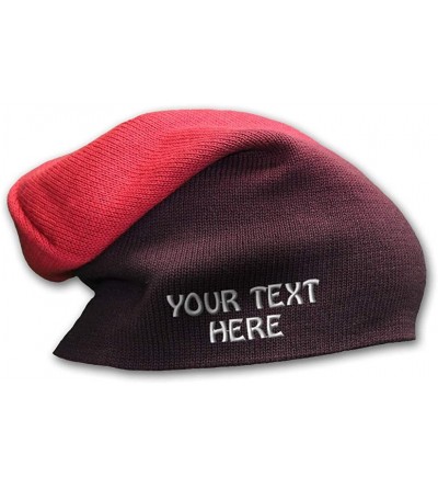 Skullies & Beanies Slouchy Beanie for Men & Women Custom Personalized Text Cotton Skull Cap Hats - Red - CW18DLOTCKZ $33.07