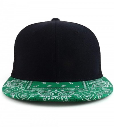 Baseball Caps Paisley Bandana Print Flat Bill Trucker Mesh Snapback Cap - Black Kelly - CC17YRGS0AG $20.52