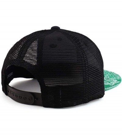 Baseball Caps Paisley Bandana Print Flat Bill Trucker Mesh Snapback Cap - Black Kelly - CC17YRGS0AG $20.52