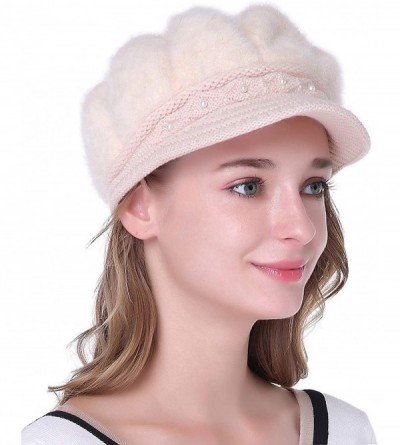 Skullies & Beanies Winter Crochet Newsboy Beanie - Beige - CD186C7ZRY4 $11.84