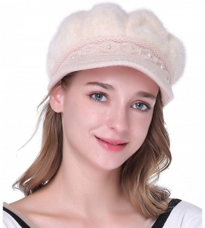 Skullies & Beanies Winter Crochet Newsboy Beanie - Beige - CD186C7ZRY4 $11.84