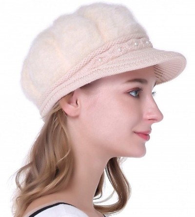 Skullies & Beanies Winter Crochet Newsboy Beanie - Beige - CD186C7ZRY4 $11.84