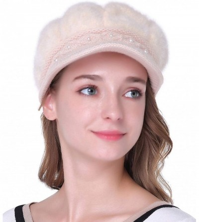 Skullies & Beanies Winter Crochet Newsboy Beanie - Beige - CD186C7ZRY4 $11.84