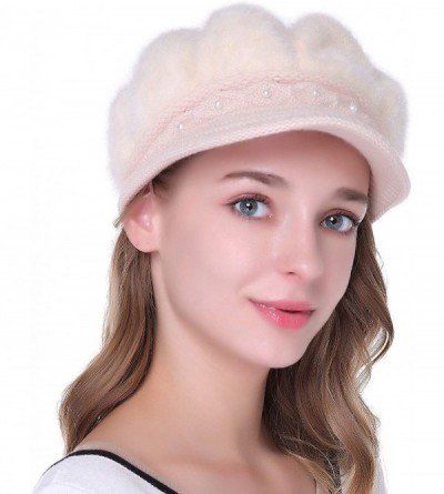 Skullies & Beanies Winter Crochet Newsboy Beanie - Beige - CD186C7ZRY4 $11.84