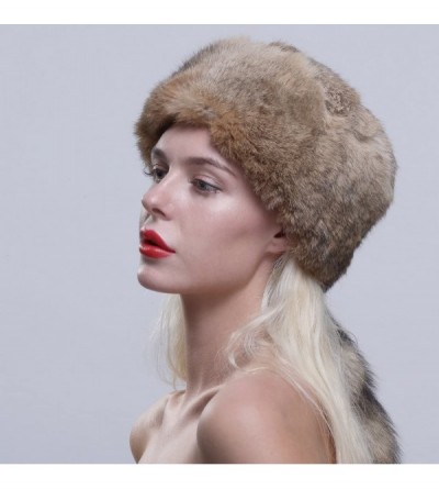 Bomber Hats Genuine Rabbit Fur Davy Crockett Hat Coonskin Cap with Raccoon Tail - Brown - CC12NFIPAYM $35.30