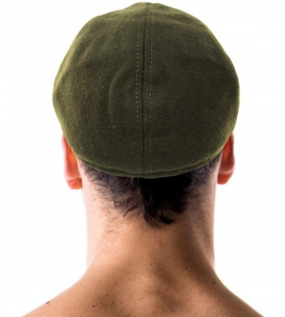 Newsboy Caps Men's Winter 100% Wool Duckbills Warm Solid Ivy Driver Cabby Cap Hat - Olive - CU1865EHO45 $11.79