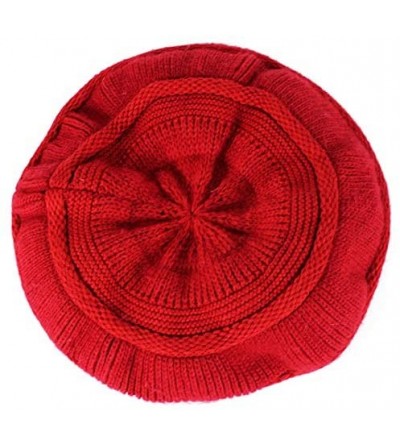 Skullies & Beanies Women's Winter Warm Hat Crochet Slouchy Beanie Knitted Caps with Visor - B-red - CT18HK2CKDL $11.61