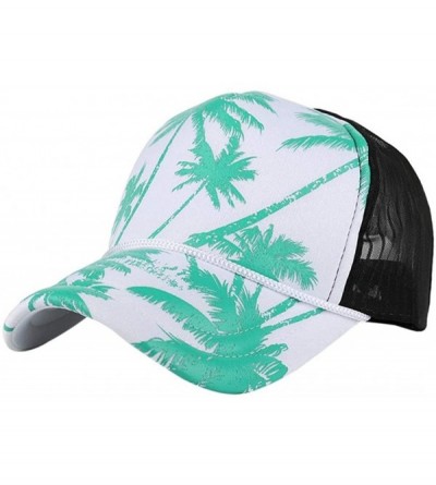 Skullies & Beanies Baseball Cap Adjustable Summer Printing Snapback Hip Hop Flat Hat Women Men - Green - CY183NSNET8 $10.70