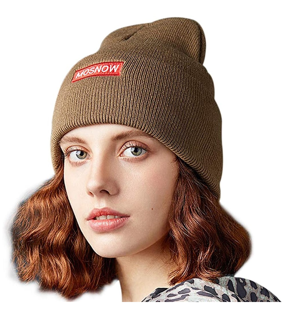 Skullies & Beanies 50% Wool Short Knit Fisherman Beanie for Men Women Winter Cuffed Hats - 6-khaki - CE18Z35O2RU $6.80