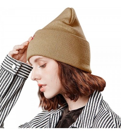 Skullies & Beanies 50% Wool Short Knit Fisherman Beanie for Men Women Winter Cuffed Hats - 6-khaki - CE18Z35O2RU $6.80