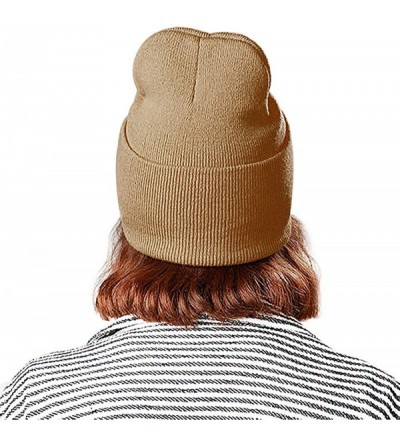 Skullies & Beanies 50% Wool Short Knit Fisherman Beanie for Men Women Winter Cuffed Hats - 6-khaki - CE18Z35O2RU $6.80