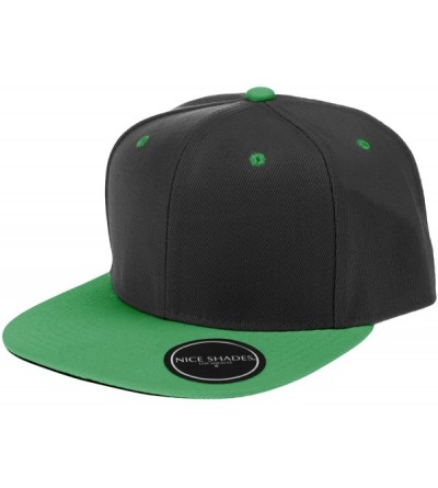 Baseball Caps Classic Flat Bill Visor Blank Snapback Hat Cap with Adjustable Snaps - Black - Green - CC119R34TGJ $18.27