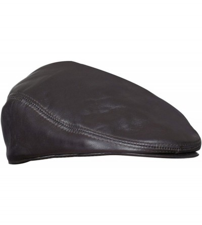 Newsboy Caps Men's Real Soft Leather Ivy Beret Newsboy Gatsby Golf Cabbie Flat Cap Hats - Brown - CD18QOU9A85 $37.59