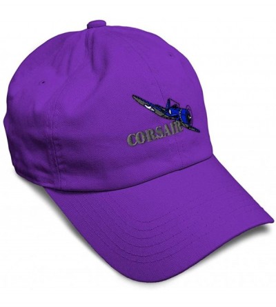 Baseball Caps Custom Soft Baseball Cap Corsair Aircraft Name Embroidery Twill Cotton - Purple - CD18ZO3GU6W $29.39