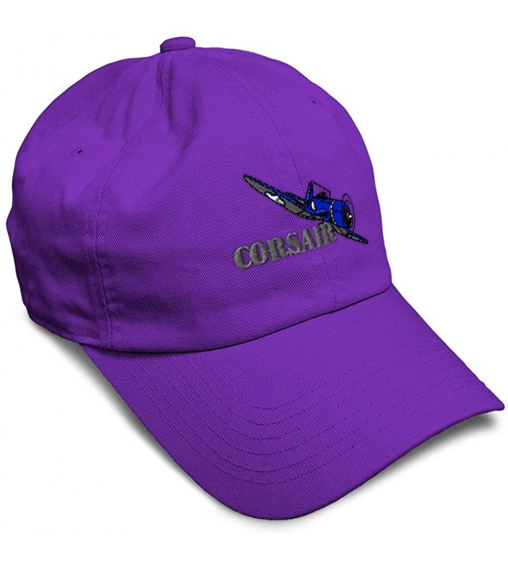 Baseball Caps Custom Soft Baseball Cap Corsair Aircraft Name Embroidery Twill Cotton - Purple - CD18ZO3GU6W $11.76