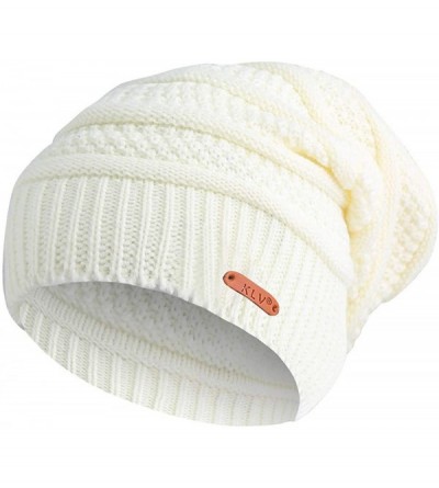 Skullies & Beanies Women Ladies Winter Knitting Hat Warm Artificial Wool Snow Ski Caps With Visor - S1101-white - CA192ZXI9OC...