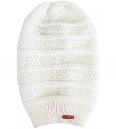 Skullies & Beanies Women Ladies Winter Knitting Hat Warm Artificial Wool Snow Ski Caps With Visor - S1101-white - CA192ZXI9OC...