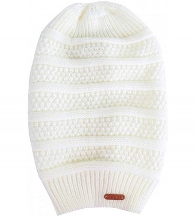 Skullies & Beanies Women Ladies Winter Knitting Hat Warm Artificial Wool Snow Ski Caps With Visor - S1101-white - CA192ZXI9OC...