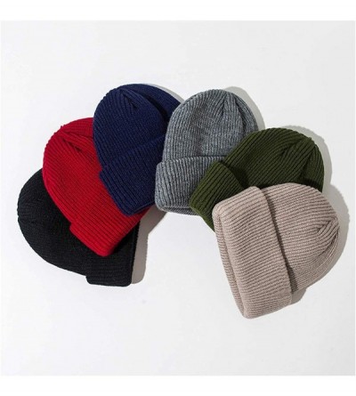 Visors Trendy Warm Chunky Soft Stretch Cable Knit Cuff Beanie Hat for Women Men - Army Green - C418YH6ZXX4 $9.05