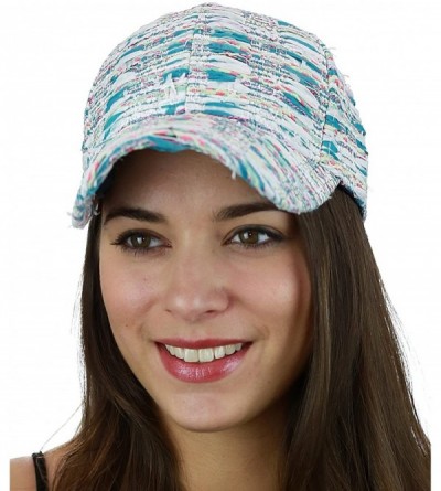 Baseball Caps Silver Metallic Multicolor Weaved Adjustable Precurved Baseball Cap Hat - Mint - CF17YC5Z4NU $11.96