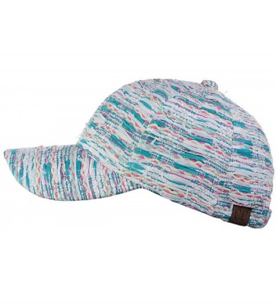 Baseball Caps Silver Metallic Multicolor Weaved Adjustable Precurved Baseball Cap Hat - Mint - CF17YC5Z4NU $11.96