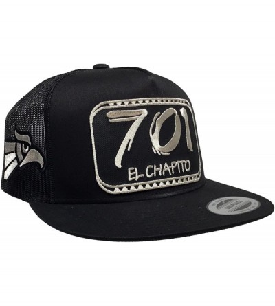 Baseball Caps El Chapito El Chapo Guzman 3 Logos Silver Hat Black Mesh - C7188UDZKLS $24.85