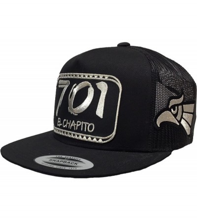 Baseball Caps El Chapito El Chapo Guzman 3 Logos Silver Hat Black Mesh - C7188UDZKLS $24.85