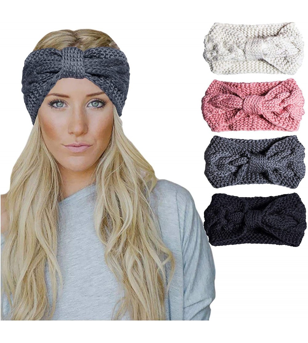 Cold Weather Headbands 4 Pcs Warm Winter Headband for Women Cable Crochet Turban Ear Warmer Headband Gifts - 01-4 Pack Winter...