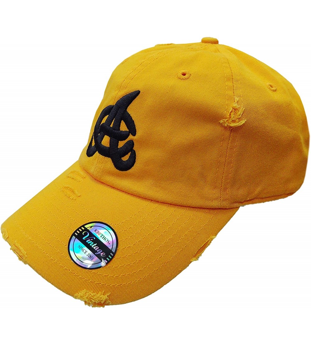 Baseball Caps Aguilas Cibaeñas Vintage Hats - Yellow Gold/Black Logo - CY18HU8NQK5 $23.23