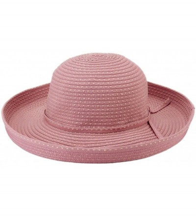 Sun Hats Women's 4-inch Brim Ribbon Kettle Sun Hat - Pink - CP12GTZKVA9 $29.91