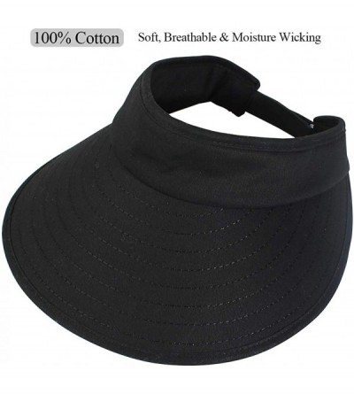 Sun Hats Sun Visor Hats Women Large Brim Summer UV Protection Beach Cap - Black - CF18DSCAYQ9 $16.80