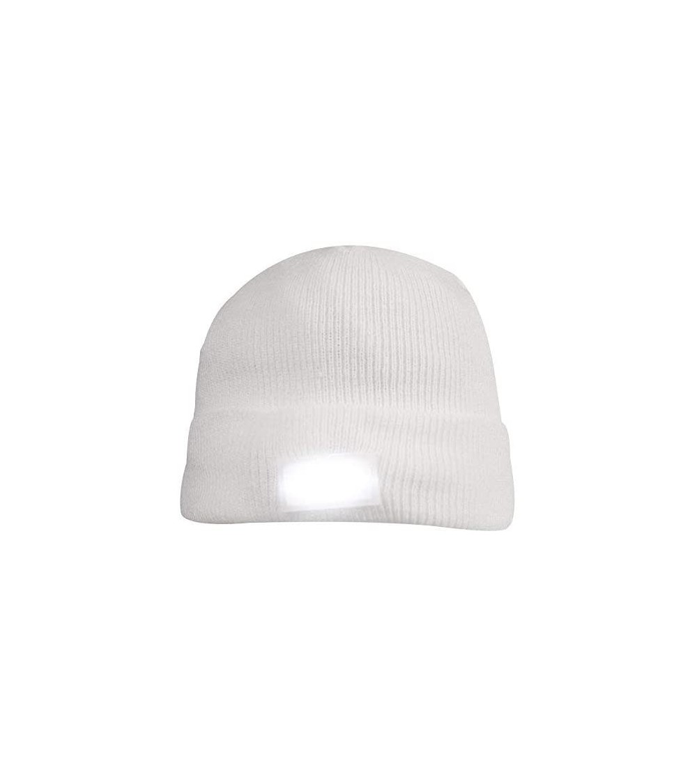 Skullies & Beanies 5 LED Knit Flash Light Beanie Hat Cap for Night Fishing Camping Handyman Working - White - CV12O4MLDFS $7.90