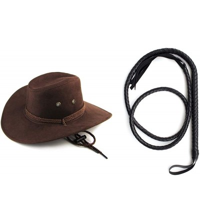 Cowboy Hats Unisex Western Outback Cowboy Hat Men's Women's Style Faux Felt Fedora hat - Hat & Whip - CA18LZ8NDGC $50.28