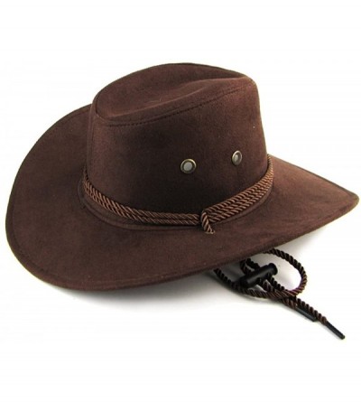 Cowboy Hats Unisex Western Outback Cowboy Hat Men's Women's Style Faux Felt Fedora hat - Hat & Whip - CA18LZ8NDGC $30.66