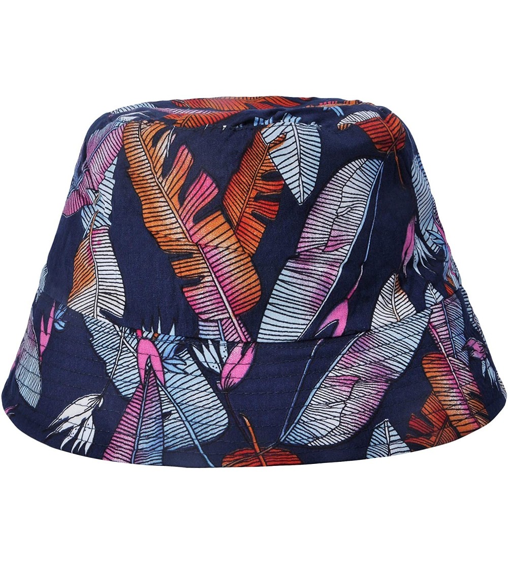 Bucket Hats Fashion Print Bucket Hat Summer Fisherman Cap for Women Men - Banana Leaves Navy - C918AOISWQT $12.13