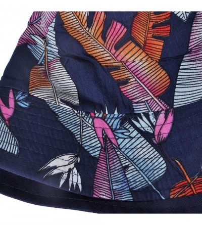 Bucket Hats Fashion Print Bucket Hat Summer Fisherman Cap for Women Men - Banana Leaves Navy - C918AOISWQT $12.13