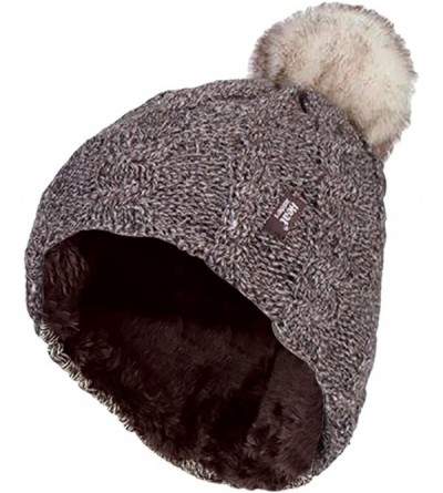 Skullies & Beanies Womens Thick Knit Thermal Winter Warm Beanie Hat with Pom Pom - Fawn - CN184R6O4W0 $20.85