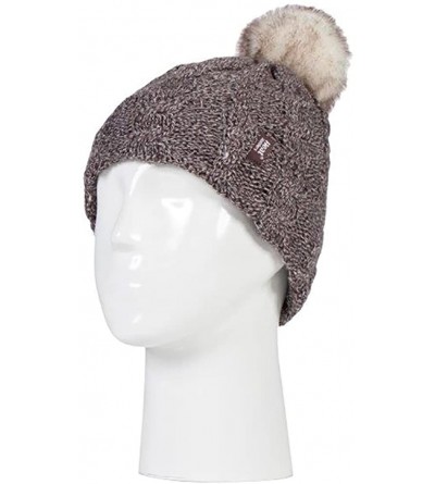 Skullies & Beanies Womens Thick Knit Thermal Winter Warm Beanie Hat with Pom Pom - Fawn - CN184R6O4W0 $39.03