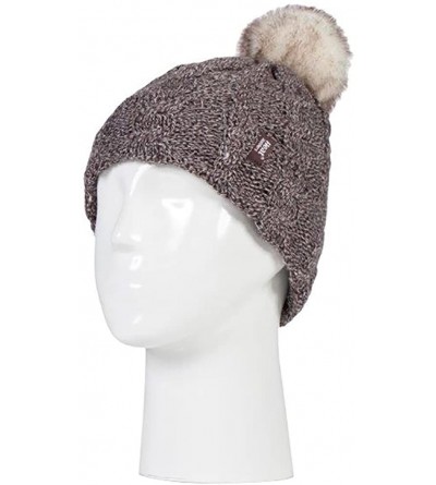 Skullies & Beanies Womens Thick Knit Thermal Winter Warm Beanie Hat with Pom Pom - Fawn - CN184R6O4W0 $20.85