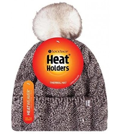 Skullies & Beanies Womens Thick Knit Thermal Winter Warm Beanie Hat with Pom Pom - Fawn - CN184R6O4W0 $39.03