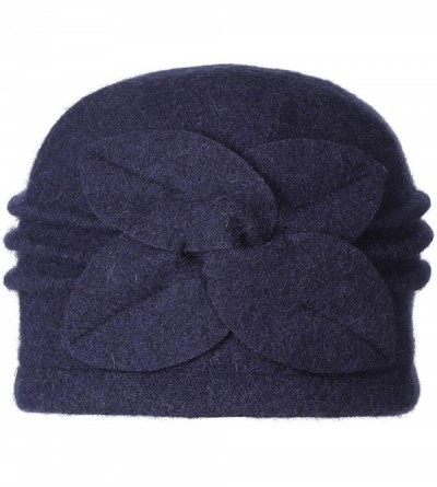 Bucket Hats Women's 100% Wool Flower Warm Cloche Bucket Hat Slouch Wrinkled Beanie Cap Crushable - Dark Purple - CL18KC6HHTZ ...