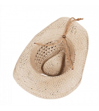 Sun Hats Straw Hat Women Men Cowboy Hat Beach Floppy Sun Hat Brim Summer Sunhat Bush Hat - Beige - CR18RH8QW7Z $12.36