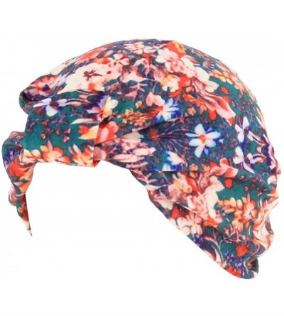 Skullies & Beanies Women Pleated Twist Turban African Printing India Chemo Cap Hairwrap Headwear - Green2 - CM18WZZNAO5 $12.10