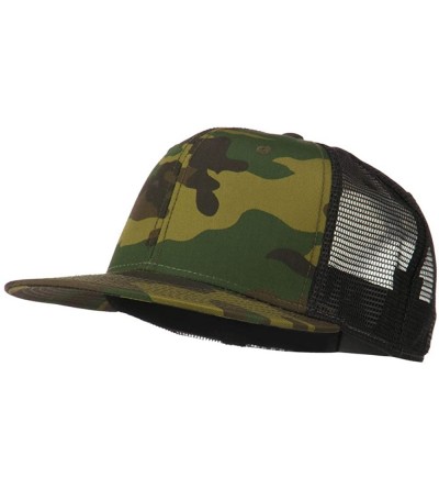 Baseball Caps Camouflage Cotton Flat Bill Trucker Cap - Camo Black - CI11UU7DBYH $13.02