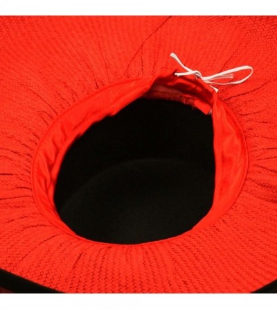 Sun Hats Summer Floral Floppy Sun Big Wide 6" Brim Beach Resort Hat Adjustable - Red - CI11CHZMUAP $16.85